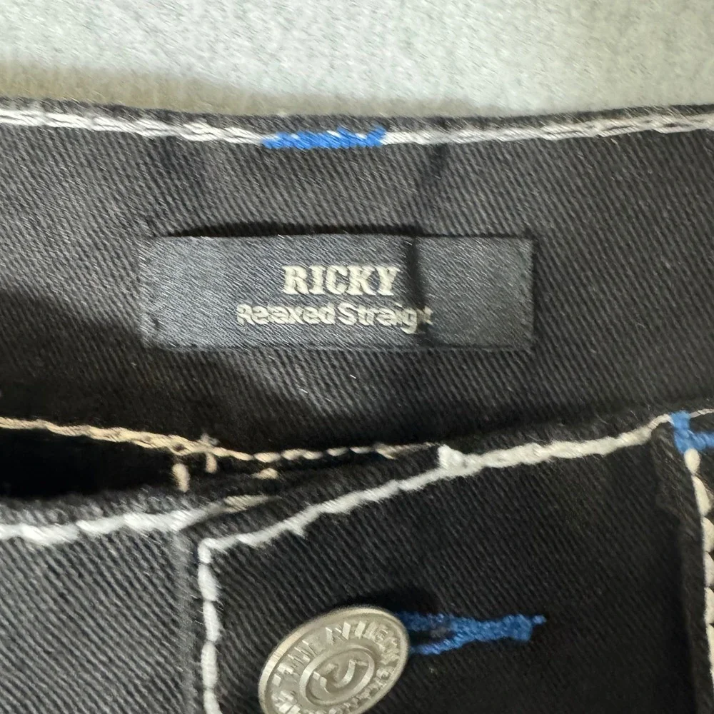 True Religion Ricky Big T NF Men Jeans‎ 34 Black NEW Contrast Stitch 700740